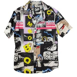 Public Supply Co NYC Shirt Mens Small Anime Manga Graphic Button Up Short Sleeve